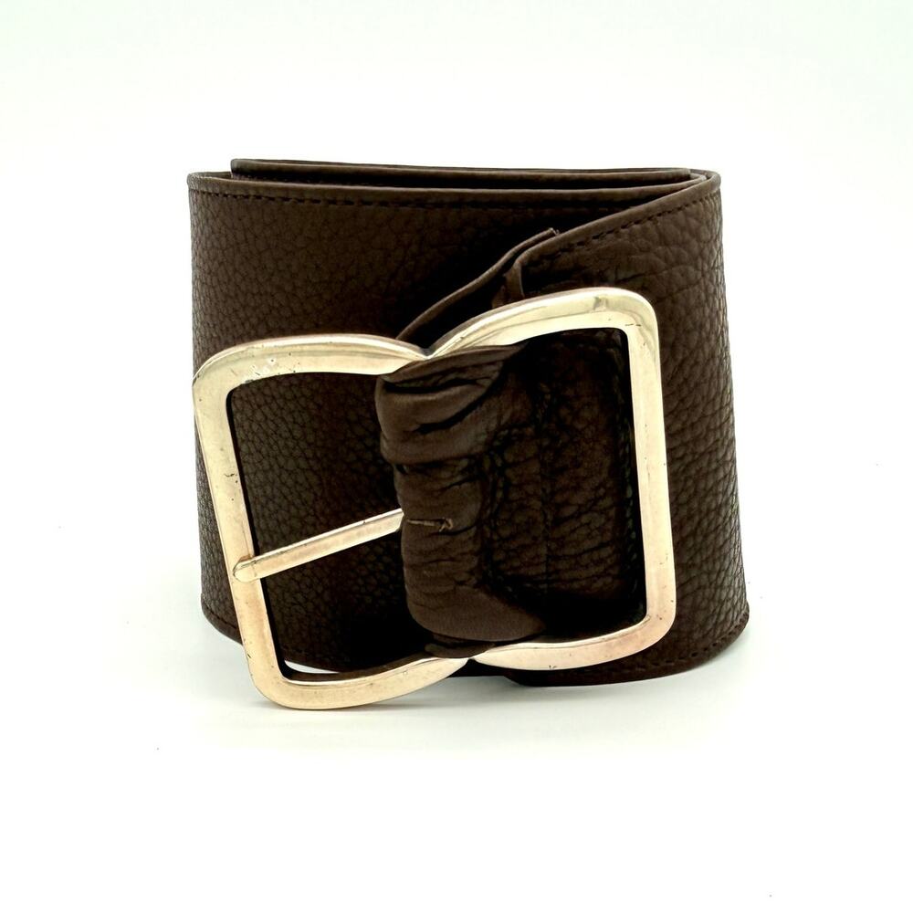 Fossil Genuine Leather Wide Brown Belt Pebbled Texture Boho Casual Minimalism